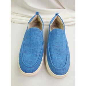 Baretraps Size 10M Mens Lincoln Blue Canvas Slip On Logo Comfort Fashion Loafers